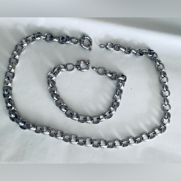 Stainless Steel Necklace and Bracelet Set - Picture 1 of 4
